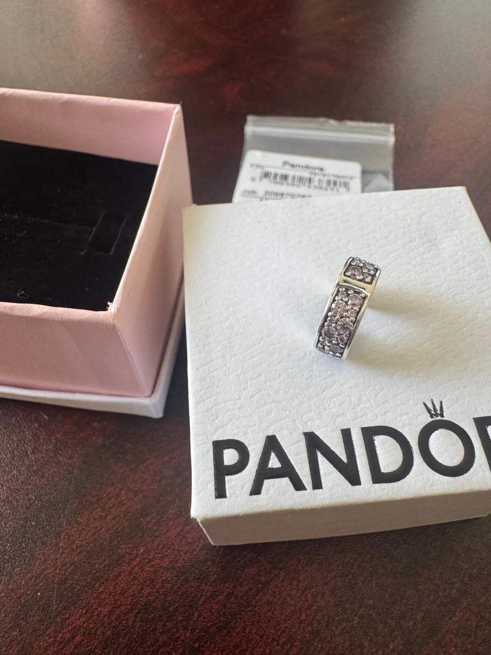 Pandora Sterling Silver Pink Pave Spacer Charm